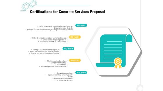 Construction Material Service Certifications For Concrete Services Proposal Designs PDF