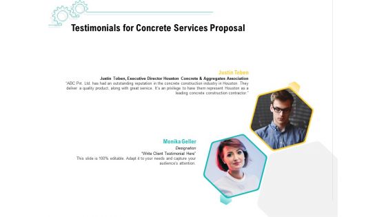 Construction Material Service Testimonials For Concrete Services Proposal Introduction PDF
