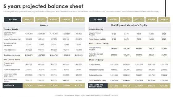 Construction Project Cost Benefit Analysis Report For Mortgage Approval 5 Years Projected Balance Sheet Professional PDF