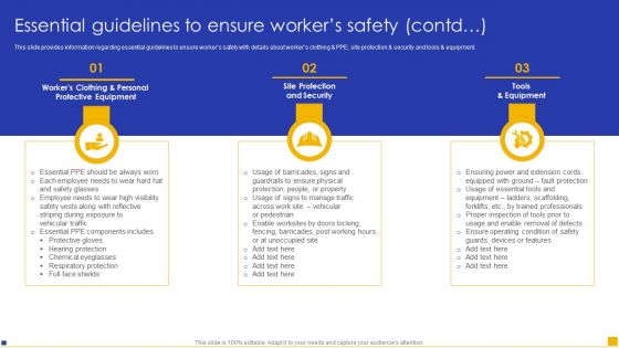 Construction Project Instructions Playbook Essential Guidelines To Ensure Workers Safety Background PDF