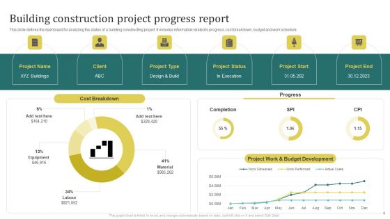 Construction Project Progress Report Ppt PowerPoint Presentation Complete Deck With Slides