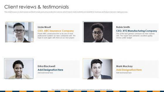Construction Services Company Profile Client Reviews And Testimonials Download PDF