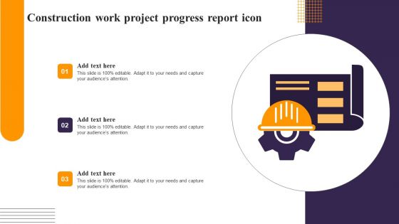 Construction Work Project Progress Report Icon Pictures PDF