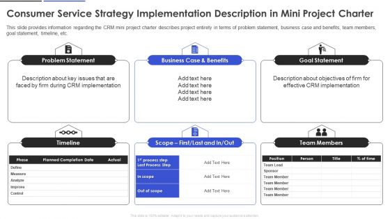 Consumer Service Strategy Implementation Description In Mini Project Charter Pictures PDF