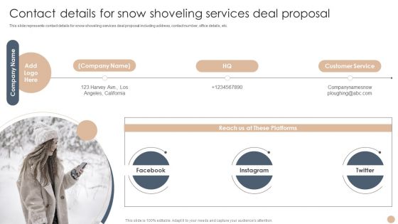 Contact Details For Snow Shoveling Services Deal Proposal Graphics PDF