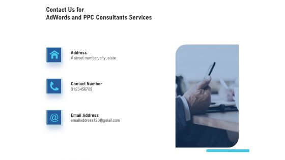 Contact Us For Adwords And PPC Consultants Services Icons PDF