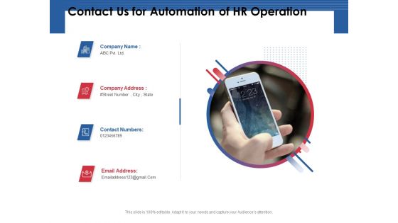 Contact Us For Automation Of HR Operation Ppt PowerPoint Presentation Pictures Templates PDF