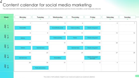 Content Calendar For Social Media Marketing Comprehensive Guide For Developing Sample PDF