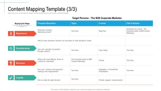 Content Mapping Template Topic Initiatives And Process Of Content Marketing For Acquiring New Users Information PDF