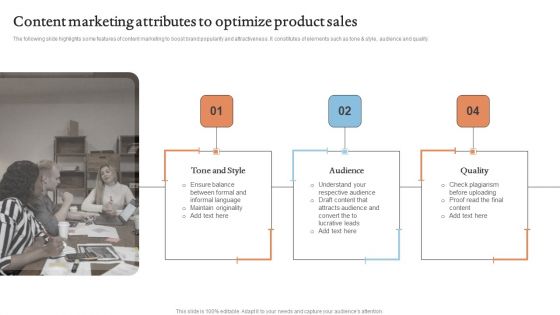 Content Marketing Attributes To Optimize Product Sales Topics PDF