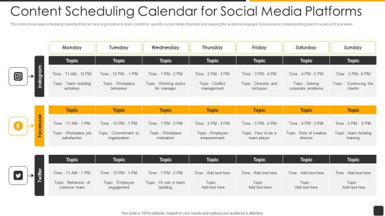 Content Scheduling Calendar For Social Media Platforms Download PDF