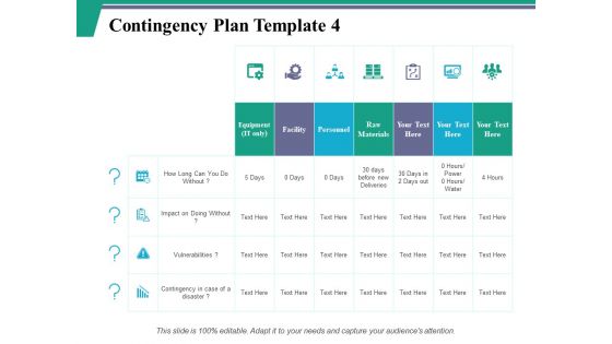 Contingency Plan Template 4 Ppt PowerPoint Presentation Slides Portrait