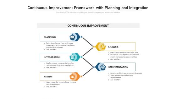 Continuous Improvement Framework With Planning And Integration Ppt PowerPoint Presentation File Slide Download PDF Continuous Improvement Framework With Planning And Integration Ppt PowerPoint Presentation File Slide Download PDF