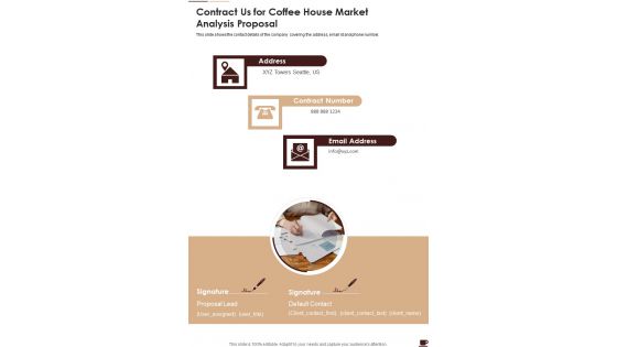 Contract Us For Coffee House Market Analysis Proposal One Pager Sample Example Document