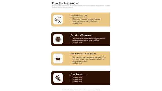 Contractor Bid For Hotel Dealership Franchise Background One Pager Sample Example Document Contractor Bid For Hotel Dealership Franchise Background One Pager Sample Example Document
