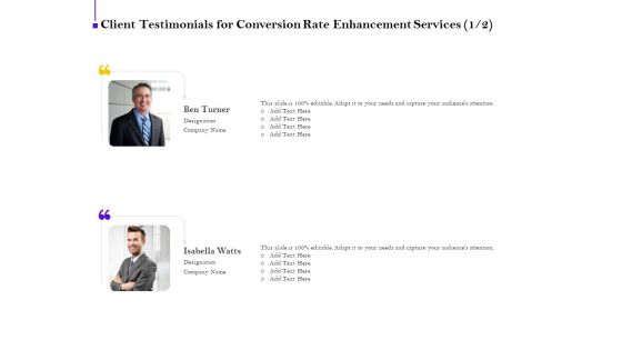 Conversion Rate Optimization Client Testimonials For Conversion Rate Enhancement Services Topics PDF