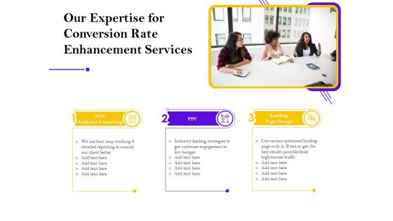 Conversion Rate Optimization Our Expertise For Conversion Rate Enhancement Services Ppt Slides Maker PDF