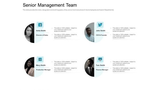 Convertible Market Notes Senior Management Team Ppt Ideas PDF