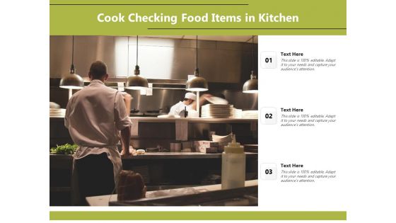 Cook Checking Food Items In Kitchen Ppt PowerPoint Presentation Gallery Elements PDF