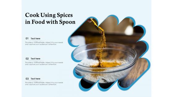 Cook Using Spices In Food With Spoon Ppt PowerPoint Presentation Inspiration Graphics Example PDF