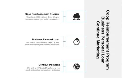 Coop Reimbursement Program Business Personal Loan Continue Marketing Ppt PowerPoint Presentation Outline Slideshow