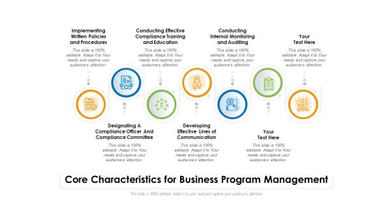 Core Characteristics For Business Program Management Ppt PowerPoint Presentation File Vector PDF