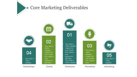 Core Marketing Deliverables Template 1 Ppt PowerPoint Presentation Icon