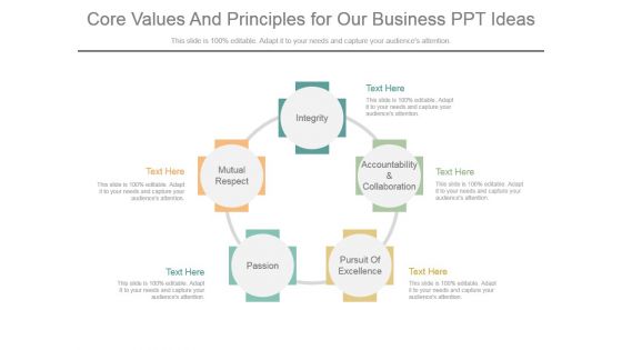 Core Values And Principles For Our Business Ppt Ideas