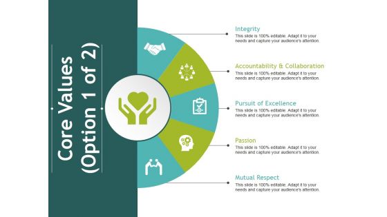 Core Values Template 1 Ppt PowerPoint Presentation Infographic Template Smartart