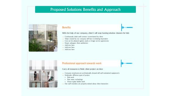 Corporate Building Window Cleaning Process Proposed Solutions Benefits And Approach Ppt Icon Grid PDF Corporate Building Window Cleaning Process Proposed Solutions Benefits And Approach Ppt Icon Grid PDF