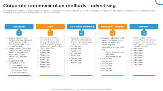 Corporate Communication Methods Advertising Ppt Outline Clipart PDF Corporate Communication Methods Advertising Ppt Outline Clipart PDF