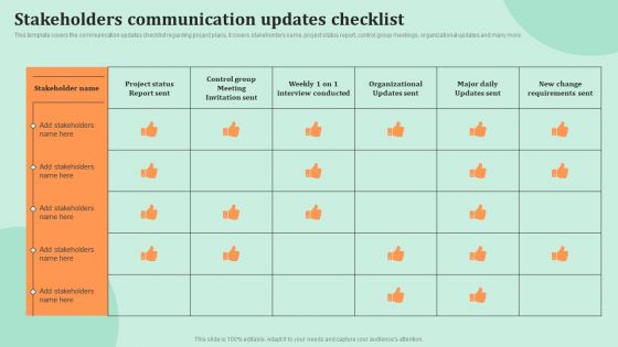 Corporate Communications Stakeholders Communication Updates Checklist Demonstration PDF