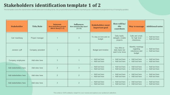 Corporate Communications Stakeholders Identification Template Information PDF