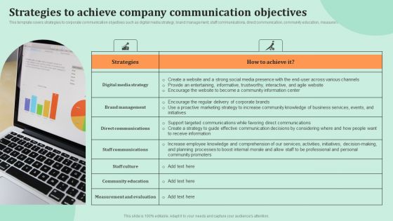 Corporate Communications Strategies To Achieve Company Communication Objectives Brochure PDF
