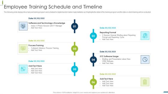 Corporate Digital Transformation Roadmap Employee Training Schedule And Timeline Graphics PDF