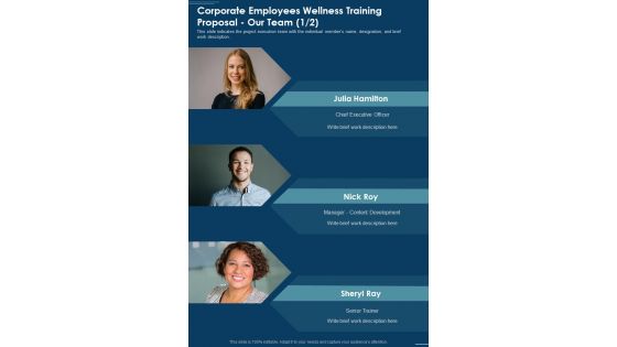 Corporate Employees Wellness Training Proposal Our Team One Pager Sample Example Document