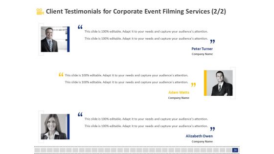 Corporate Event Filming Proposal Ppt PowerPoint Presentation Complete Deck With Slides
