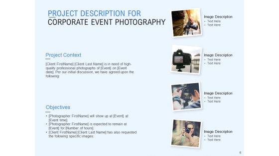 Corporate Event Photography Proposal Template Ppt PowerPoint Presentation Complete Deck With Slides