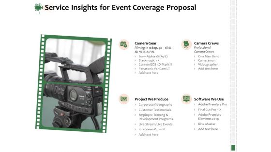 Corporate Event Videography Proposal Service Insights For Event Coverage Proposal Background PDF