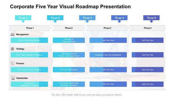 Corporate Five Year Visual Roadmap Presentation Diagrams