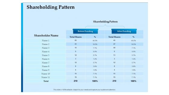 Corporate Fundraising Ideas And Strategies Shareholding Pattern Ppt Show Examples PDF
