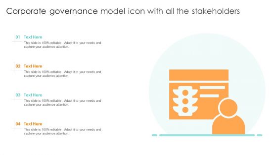 Corporate Governance Model Icon With All The Stakeholders Ppt Infographics Example PDF