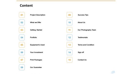 Corporate Occasion Videography Proposal Content Ppt Infographic Template Shapes PDF