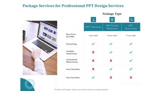 Corporate PPT Design Package Services For Professional PPT Design Services Slides PDF