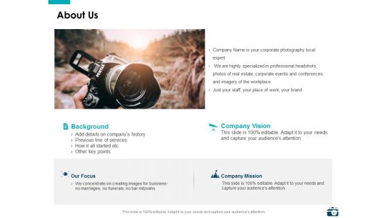 Corporate Photography Proposal Template Ppt PowerPoint Presentation Complete Deck With Slides