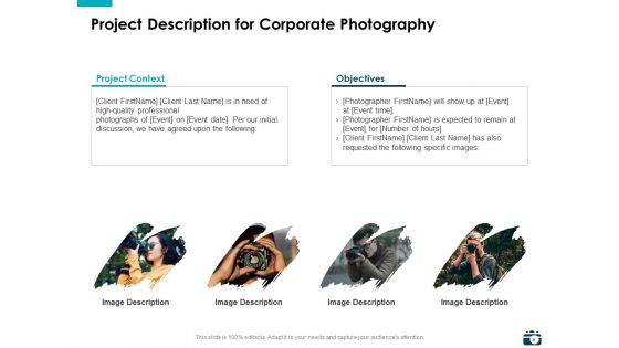 Corporate Photography Proposal Template Ppt PowerPoint Presentation Complete Deck With Slides