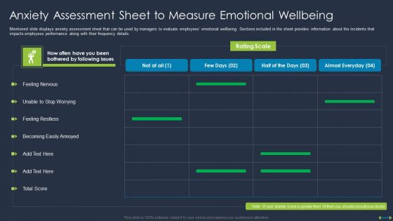 Corporate Physical Health And Fitness Culture Playbook Anxiety Assessment Sheet To Measure Diagrams PDF