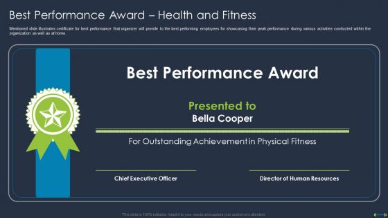 Corporate Physical Health And Fitness Culture Playbook Best Performance Award Health Mockup PDF