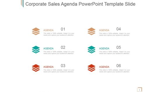 Corporate Sales Agenda Ppt PowerPoint Presentation Slide