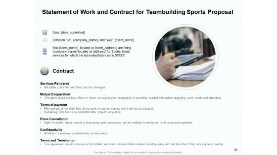 Corporate Sports Team Engagement And Learning Proposal Ppt PowerPoint Presentation Complete Deck With Slides